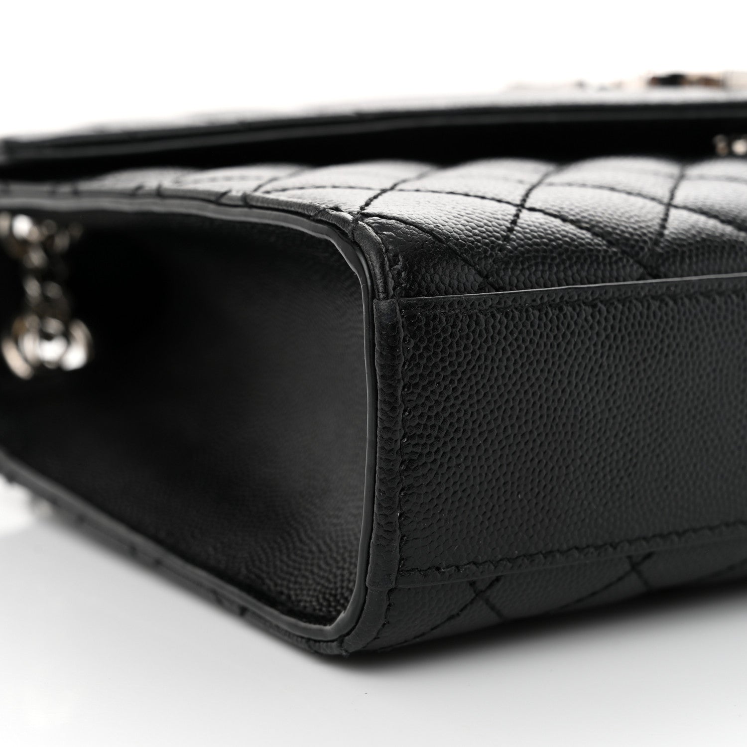 Saint Laurent Grain De Poudre Textured Mixed Matelasse Triquilt Medium Monogram Satchel Black 9 of 12