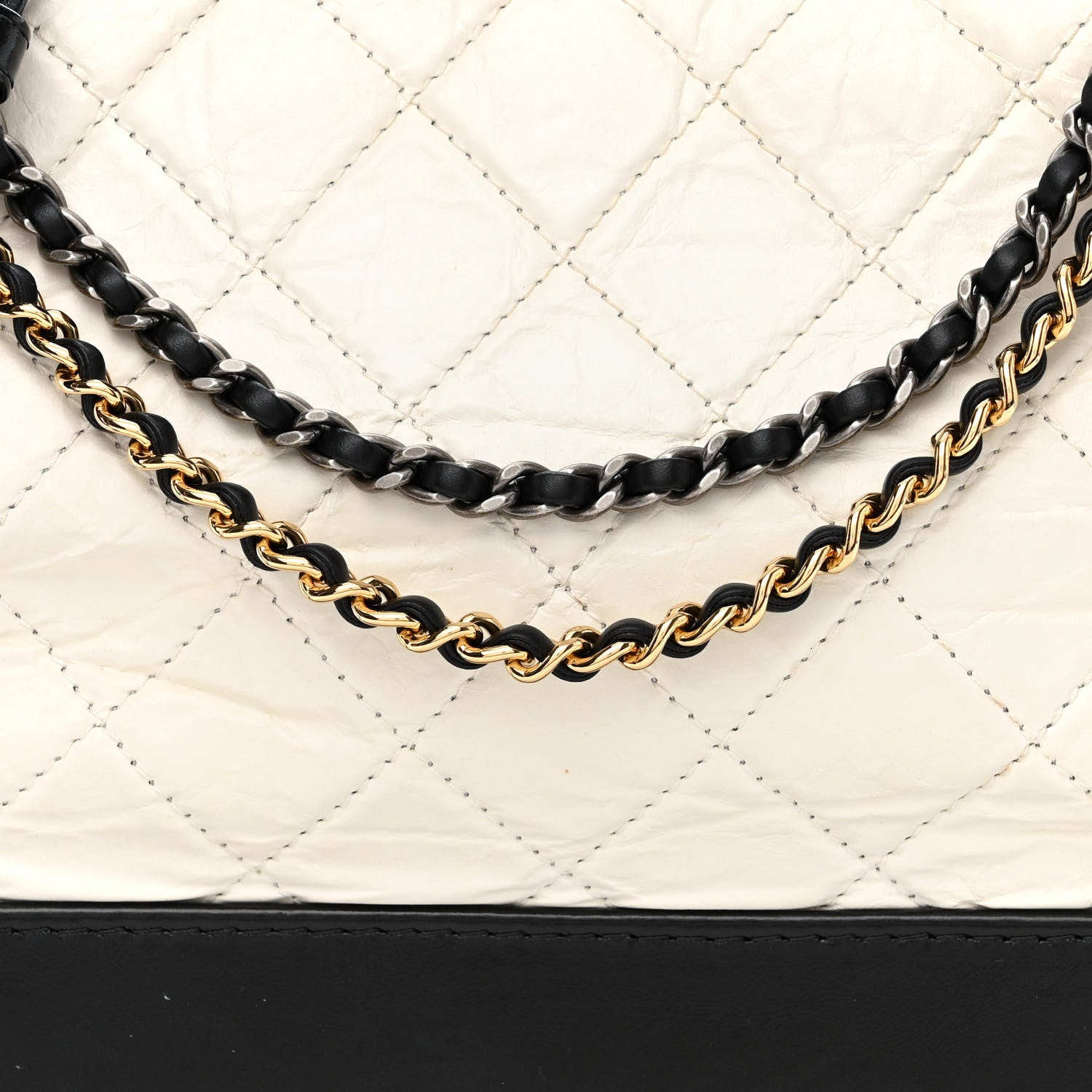 Chanel Aged Calfskin Quilted Medium Gabrielle Hobo Black White 8 of 10
