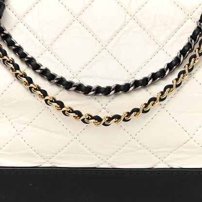 Chanel Aged Calfskin Quilted Medium Gabrielle Hobo Black White 8 of 10