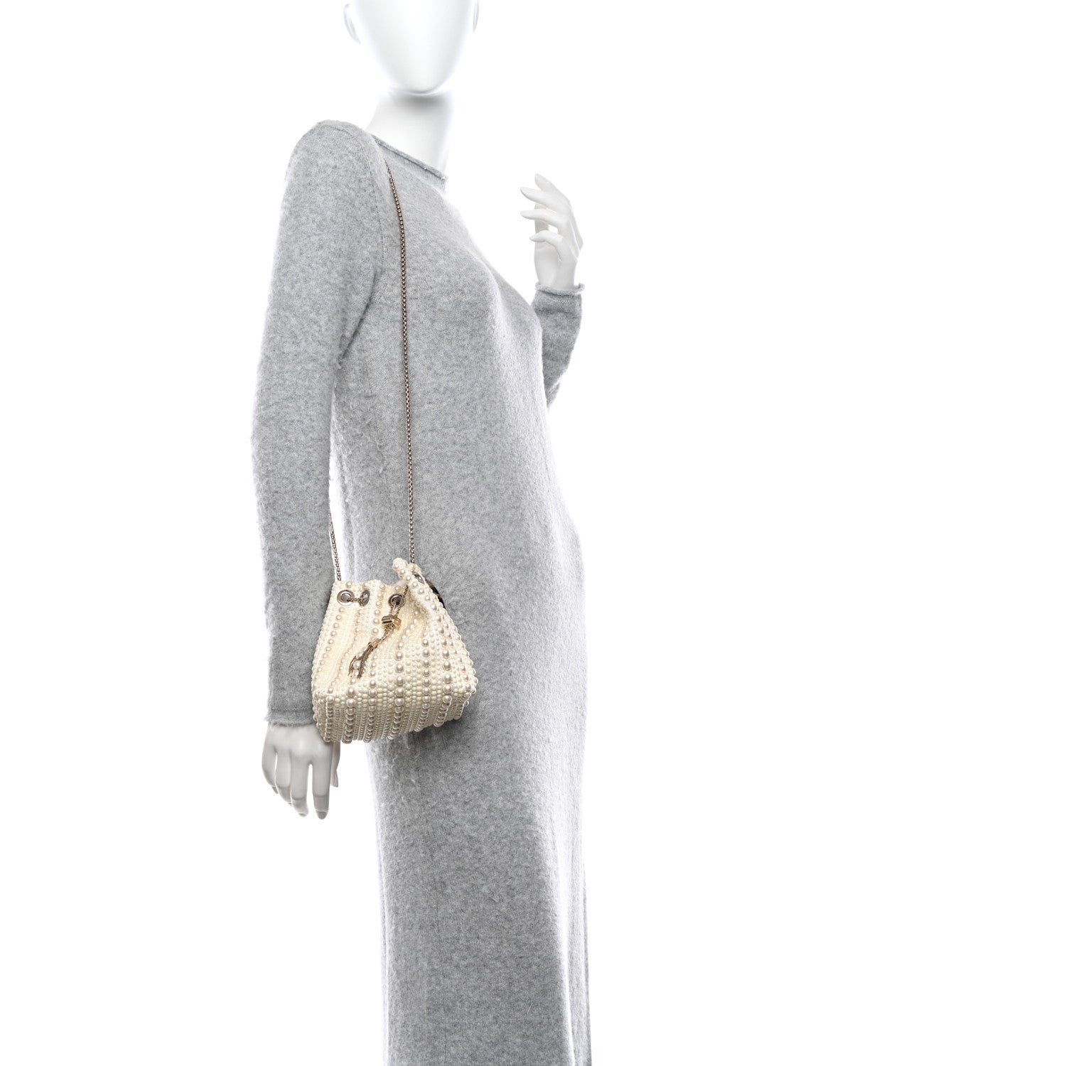 Jimmy Choo Satin Pearl Embellished Mini Bon Bon Bag White 2 of 11