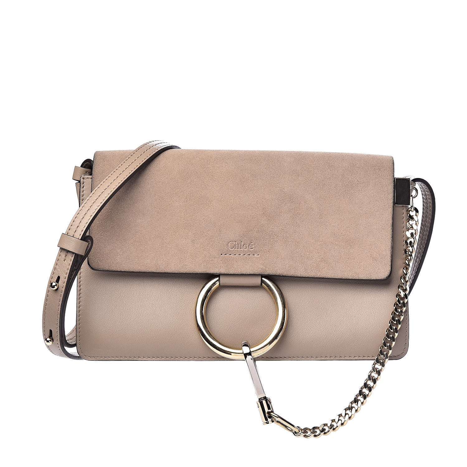 Chloe Suede Calfskin Small Faye Shoulder Bag Motty Grey 1 of 10