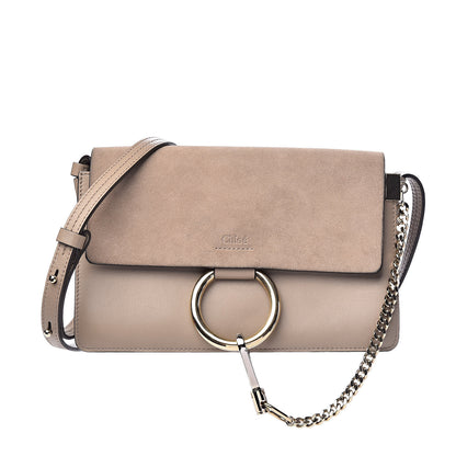 Chloe Suede Calfskin Small Faye Shoulder Bag Motty Grey 1 of 10