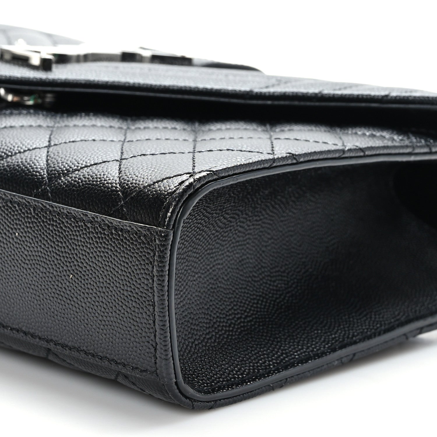 Saint Laurent Grain De Poudre Textured Mixed Matelasse Triquilt Medium Monogram Satchel Black 8 of 8