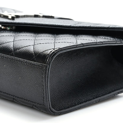 Saint Laurent Grain De Poudre Textured Mixed Matelasse Triquilt Medium Monogram Satchel Black 8 of 8