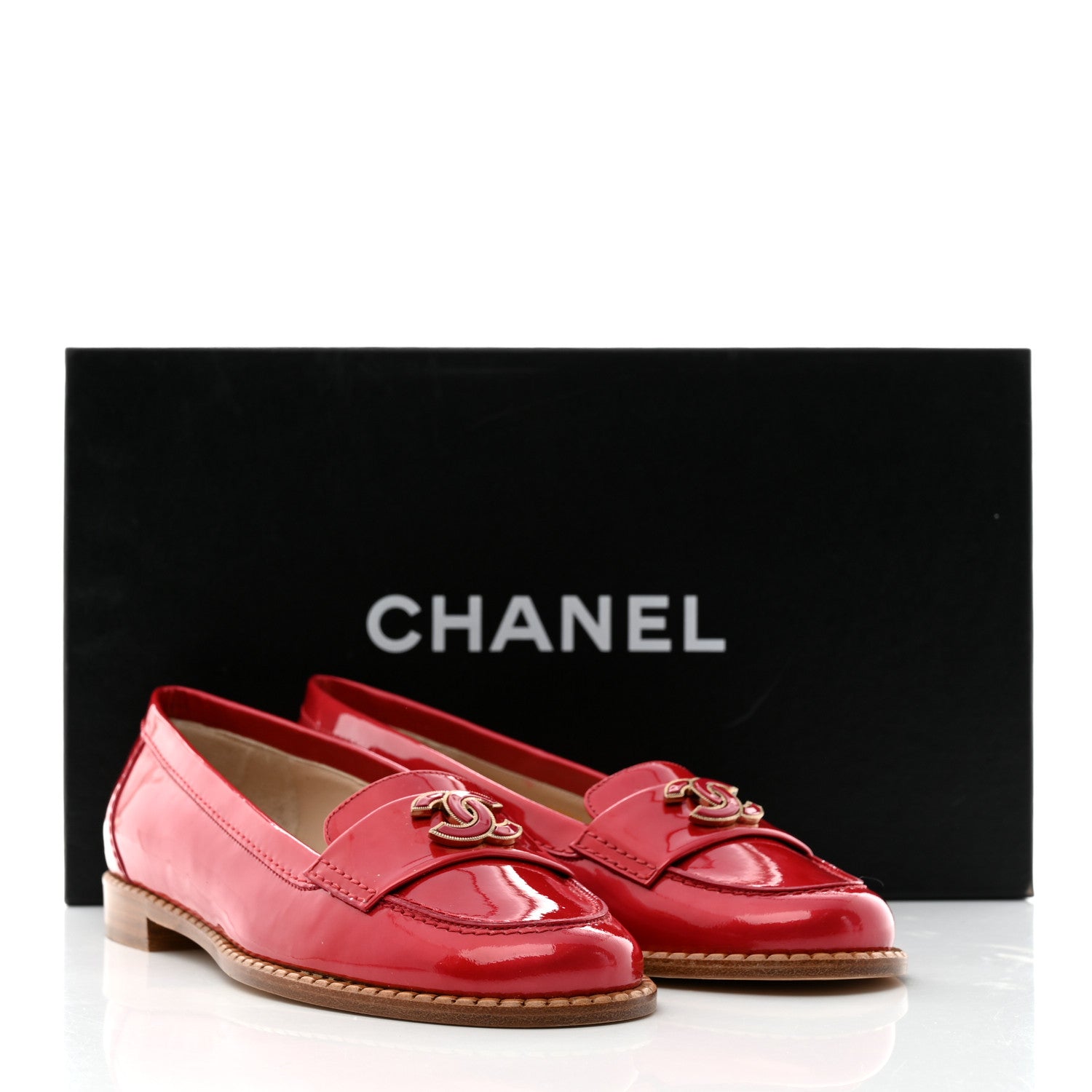 Chanel Patent CC Loafers 37 Red 10 of 10