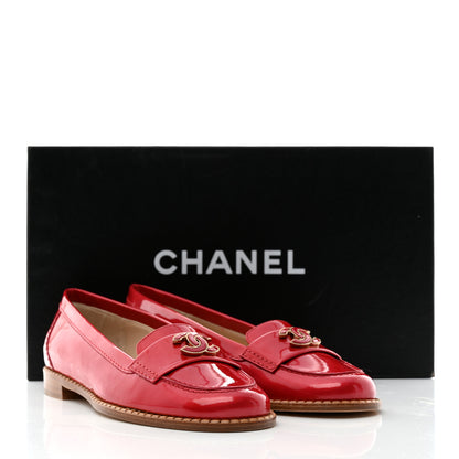 Chanel Patent CC Loafers 37 Red 10 of 10