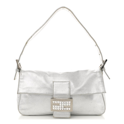 Fendi Metallic Nappa Crystal Baguette Silver 1 of 15