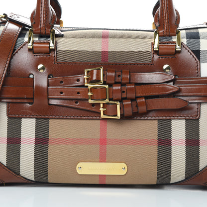 Burberry House Check Bridle Calfskin Medium Alchester Bowling Bag Dark Tan 9 of 17