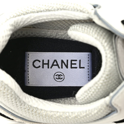 Chanel Calfskin Fabric Womens CC Sneakers 36 Black White Silver 7 of 9