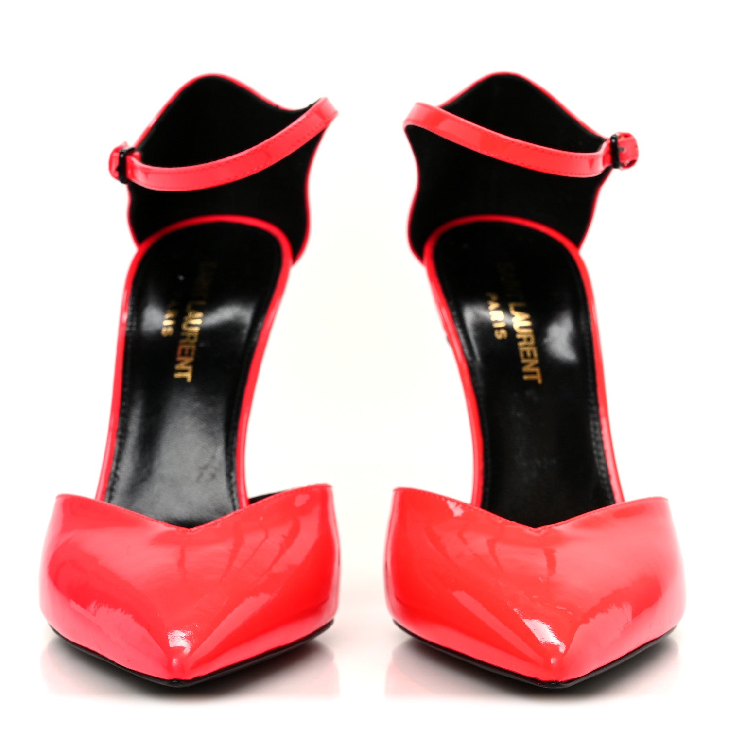 Saint Laurent Patent Anja 105 Ankle Strap Pointed Pumps 37 Fuxia Fluo 3 of 9