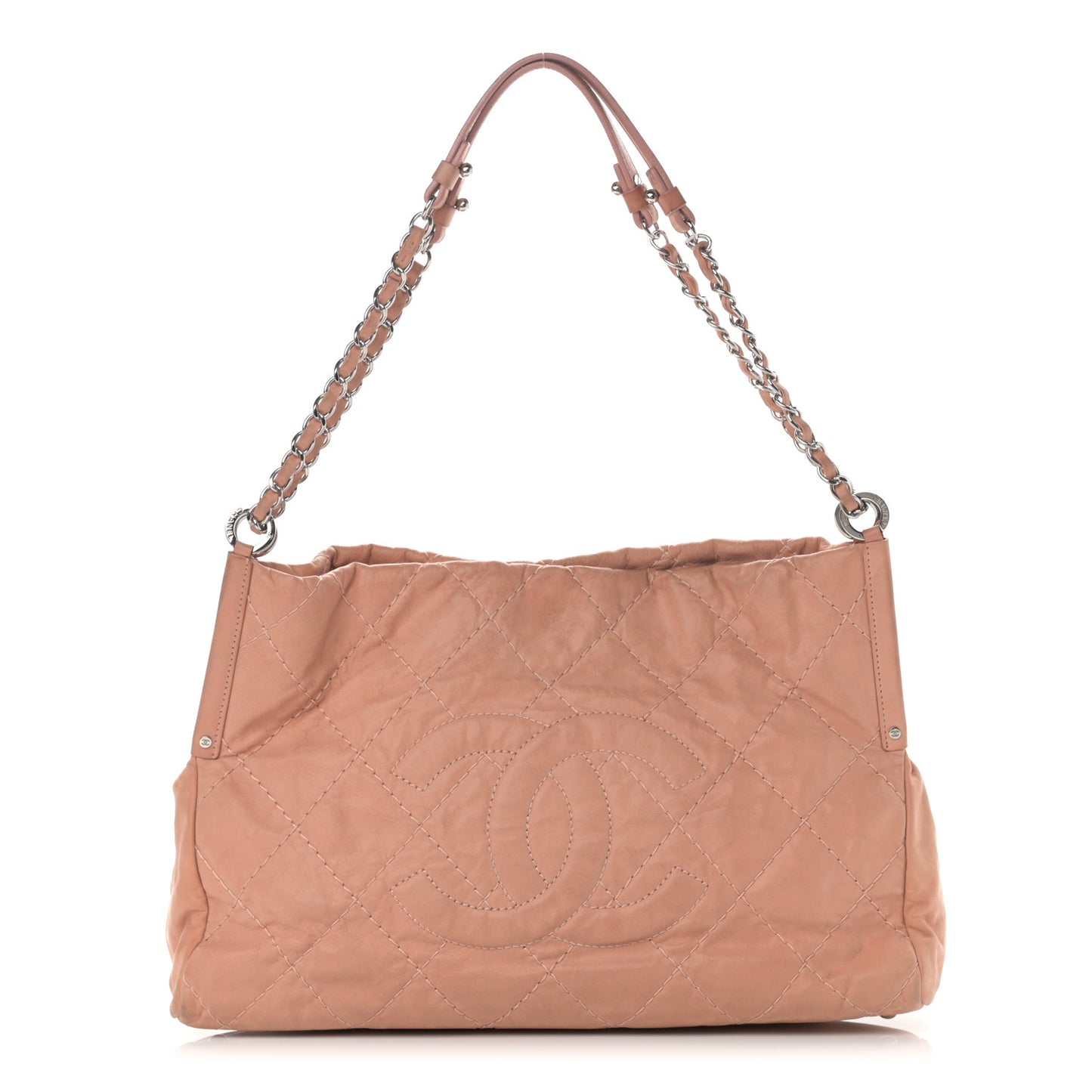 Iridescent Calfskin Small Sea Hit Tote Beige