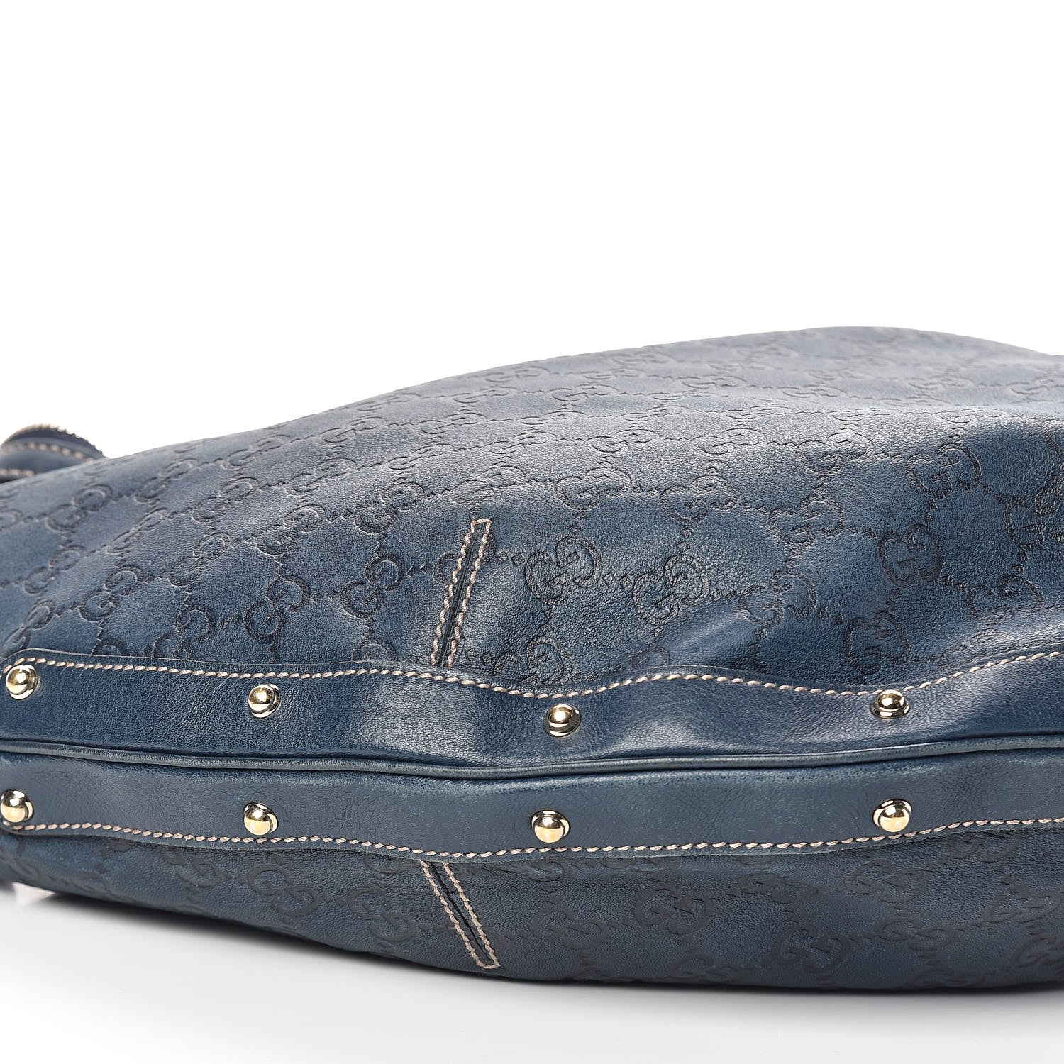 Gucci Guccissima Large Biba Studded Hobo Blue 8 of 13