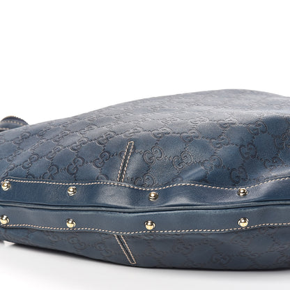 Gucci Guccissima Large Biba Studded Hobo Blue 8 of 13