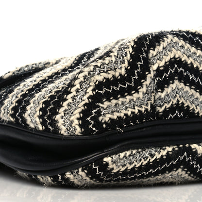Chanel Tweed Chevron Medium Single Flap Black White 8 of 9