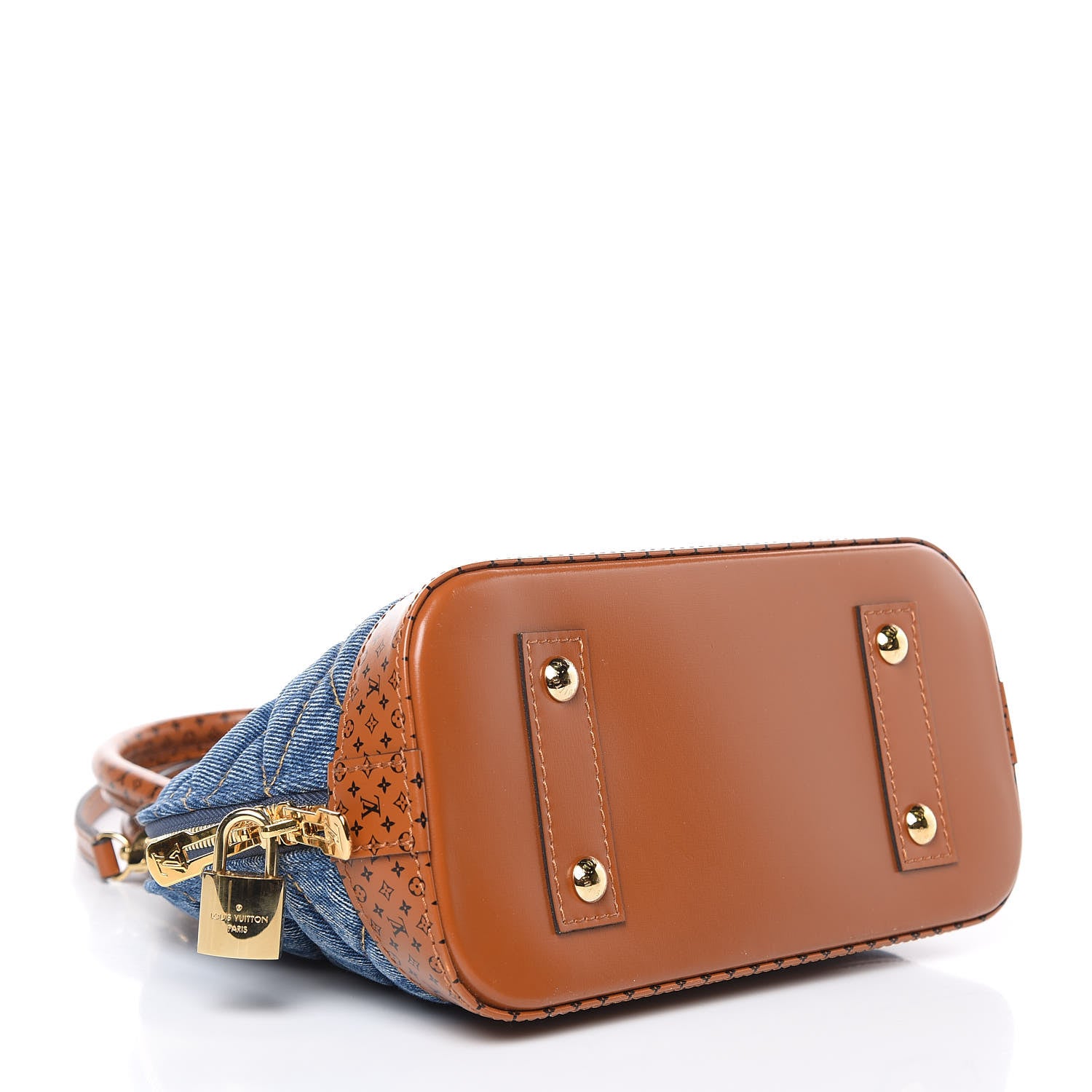 Louis Vuitton Denim Calfskin Reverse Monogram Malletage Alma BB Blue 4 of 8