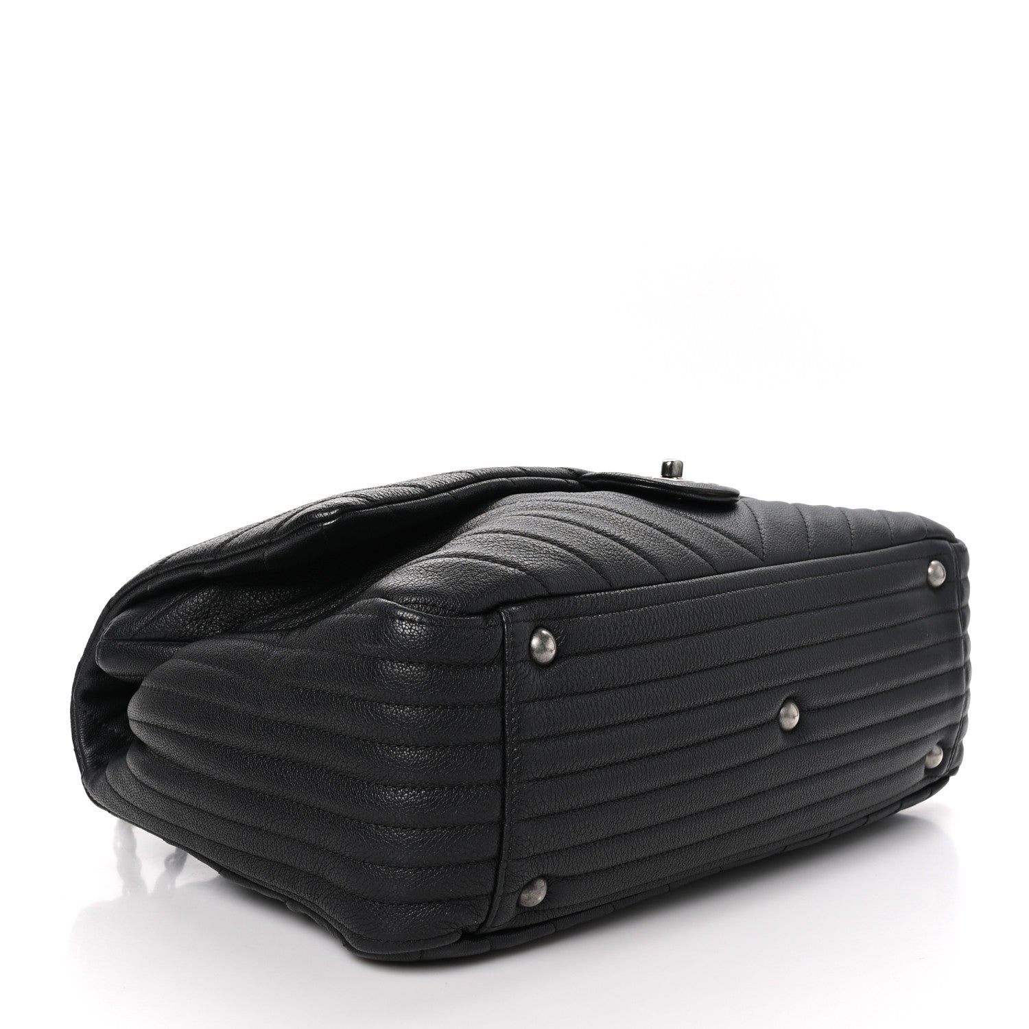 Chanel Calfskin Chevron Quilted XXL Travel Flap Bag Black 4 of 11
