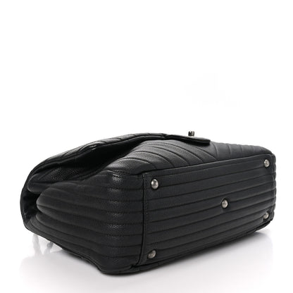 Chanel Calfskin Chevron Quilted XXL Travel Flap Bag Black 4 of 11