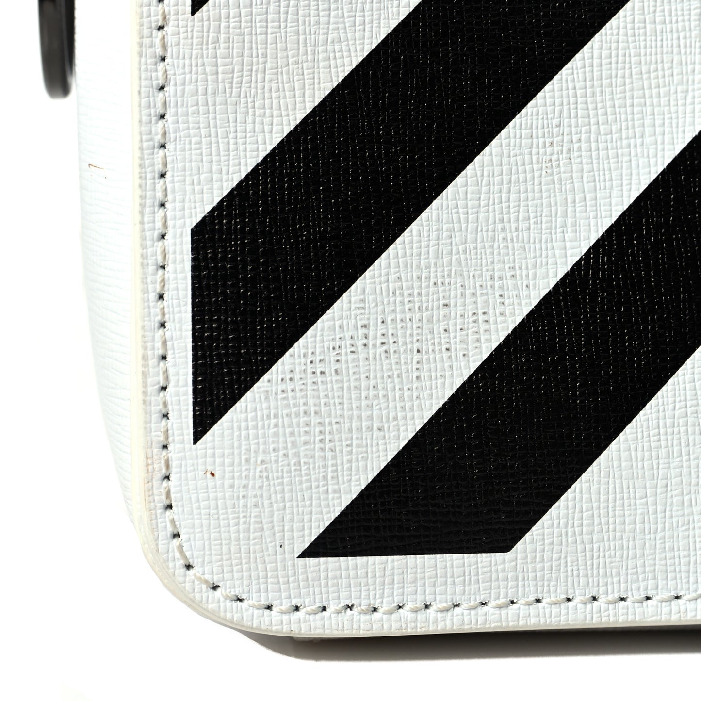 Saffiano Striped Diag Binder Flap Bag White Black