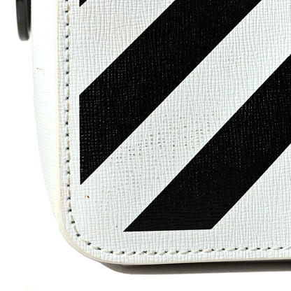 Off-White Saffiano Striped Diag Binder Flap Bag White Black 12 of 16