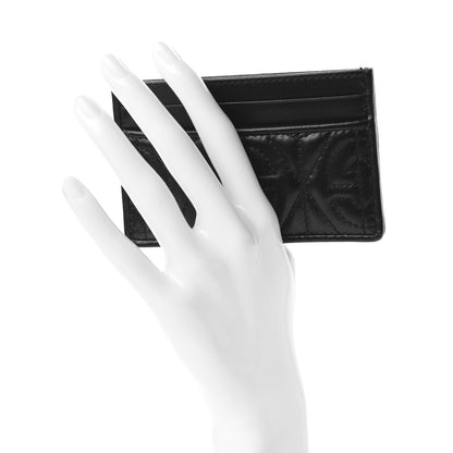 Gucci Calfskin G Rhombus Quilted Card Holder Black 2 of 6