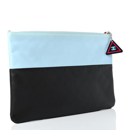 Chanel Lambskin Airlines Pouch Blue Black Red 2 of 4