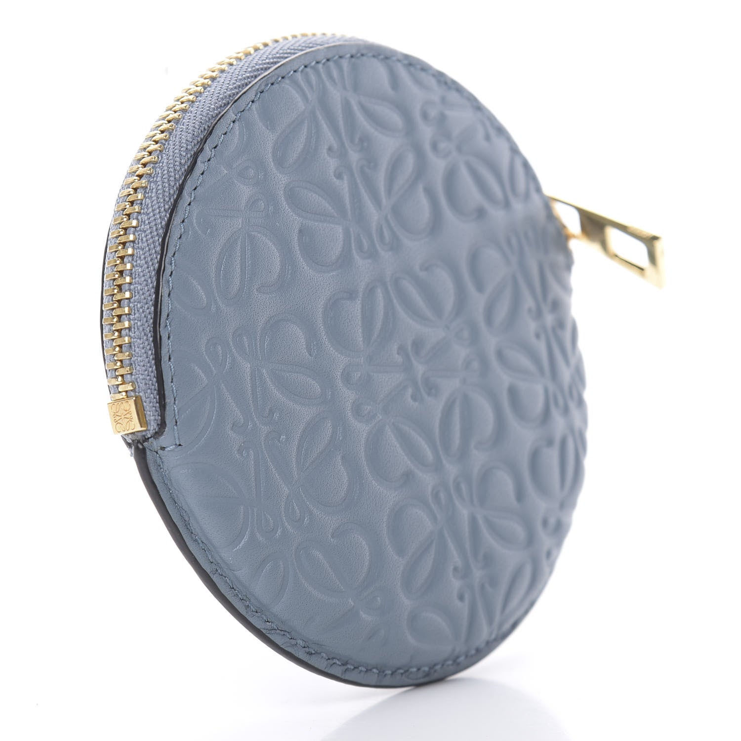 Loewe Calfskin Embossed Anagram Cookie Zip Coin Purse Stone Blue 3 of 7