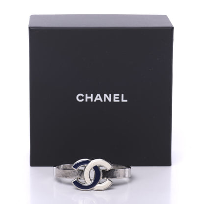 Chanel Hammered CC Cuff Silver Blue White 5 of 5