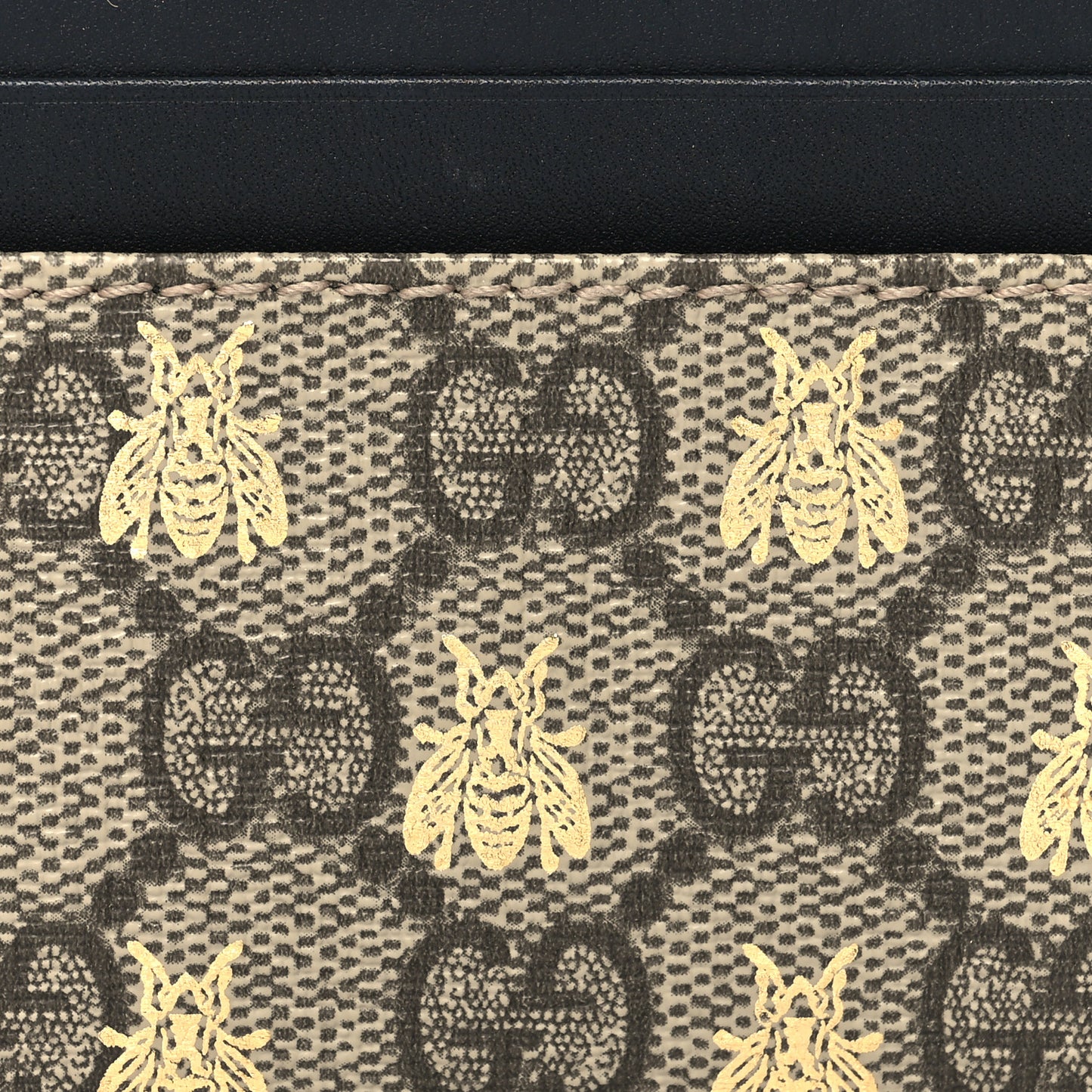 GG Supreme Monogram Bees Card Holder Black