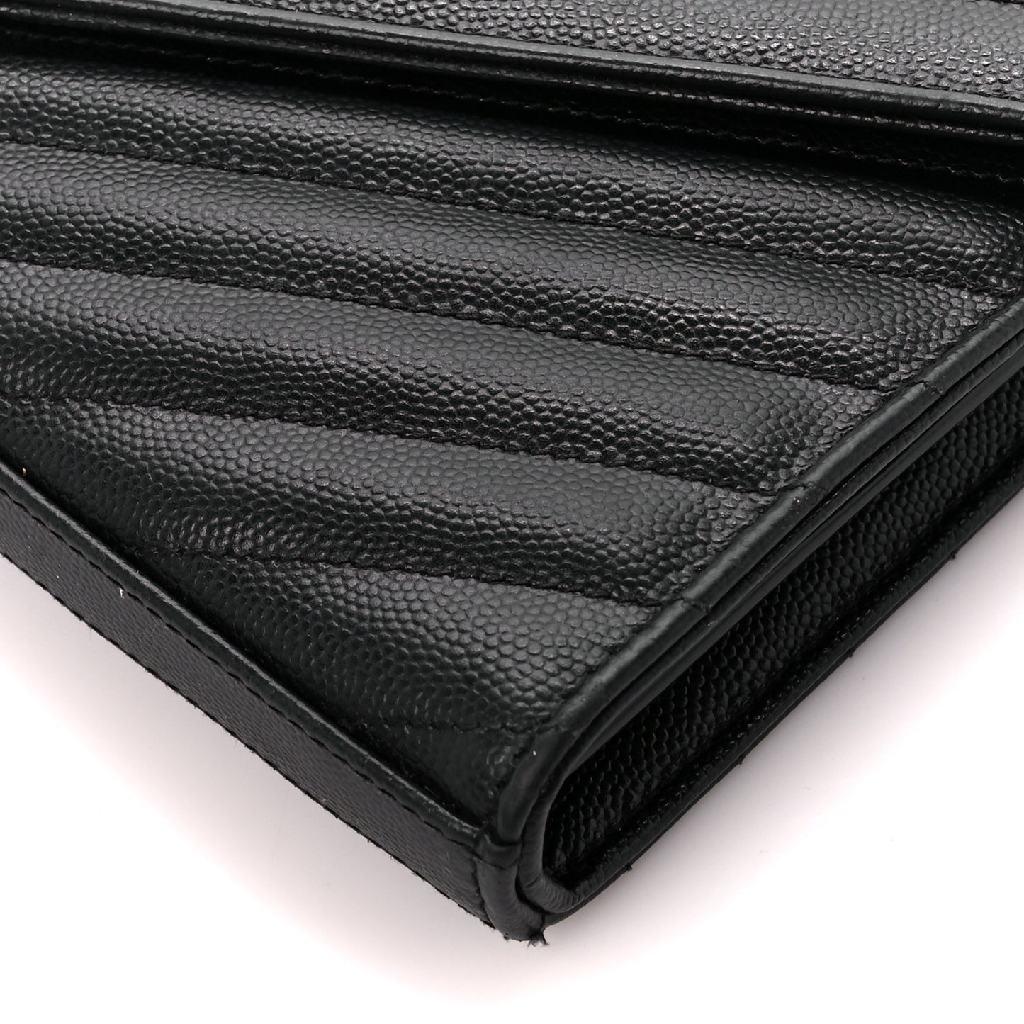 Grain De Poudre Matelasse Chevron Monogram Chain Wallet Black