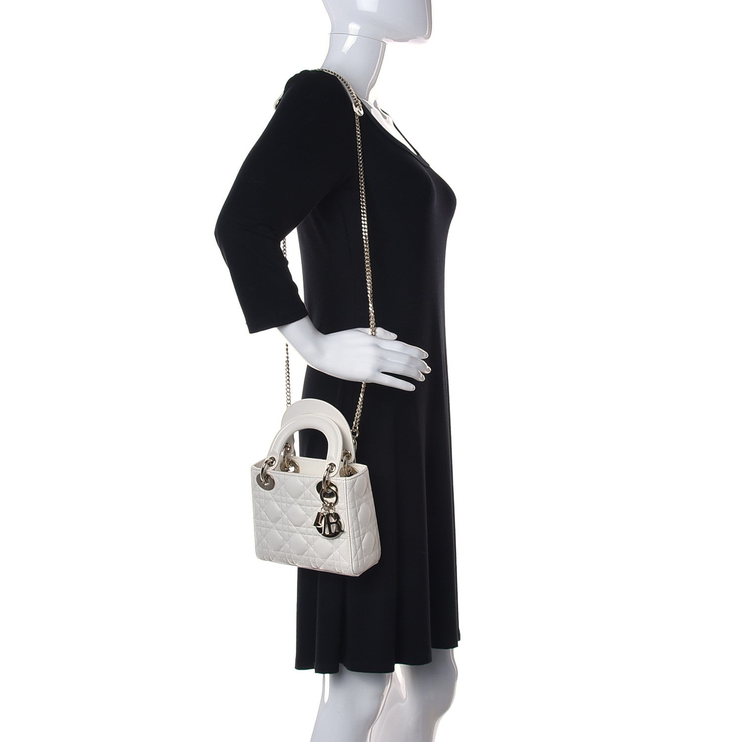 Christian Dior Lambskin Cannage Mini Lady Dior White 2 of 12