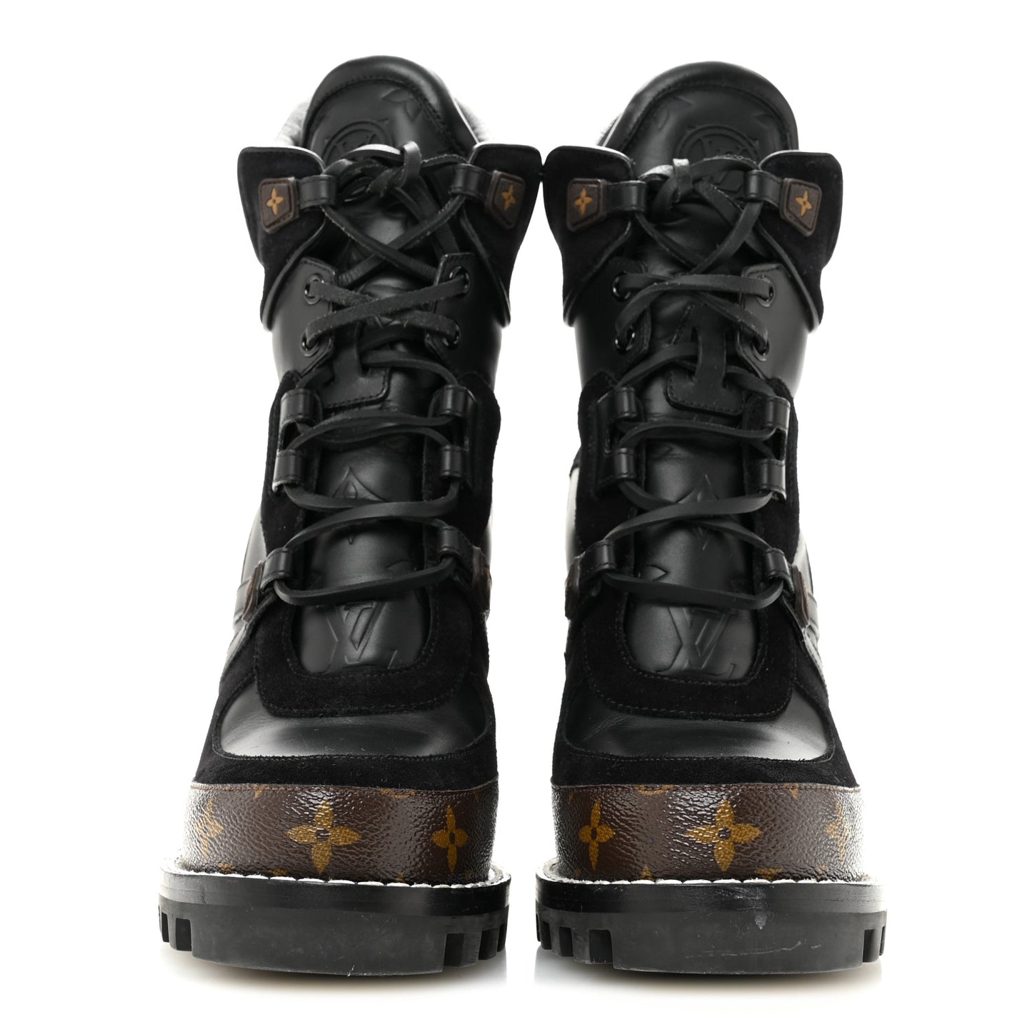 Suede Calfskin Monogram Star Trail Ankle Boots 39.5 Black