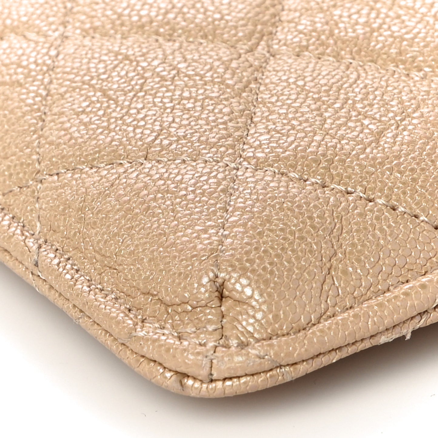 Iridescent Caviar Quilted Classic iPhone Pouch Dark Beige