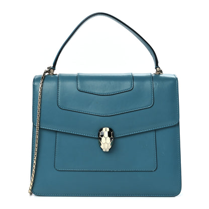 Bulgari Calfskin Serpenti Forever Top Handle Blue 2 of 14