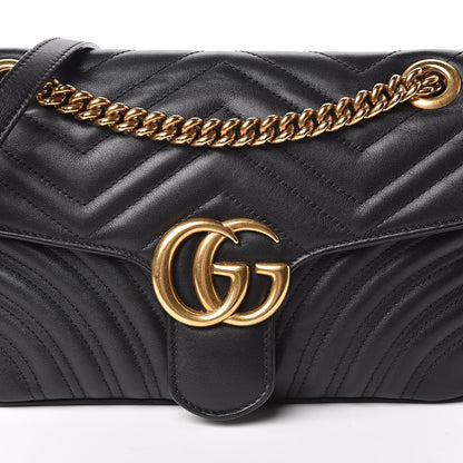 Gucci Calfskin Matelasse Small GG Marmont Shoulder Bag Black 10 of 10