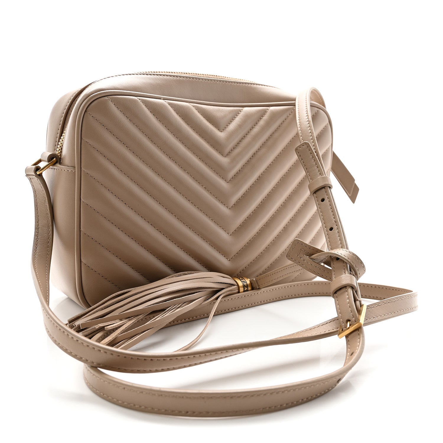 Saint Laurent Calfskin Matelasse Monogram Lou Camera Bag Dark Beige 3 of 10
