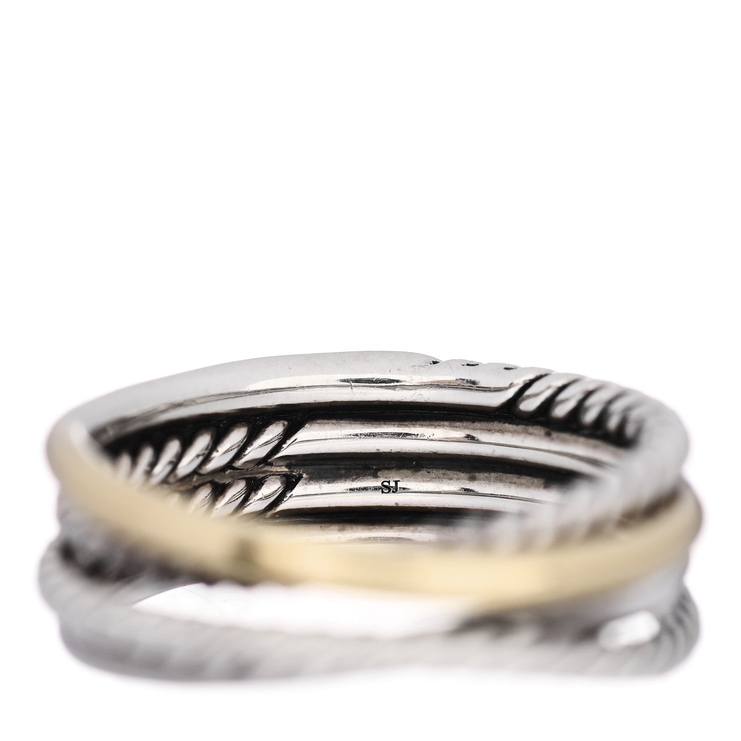 David Yurman Sterling Silver 18K Yellow Gold 7mm Narrow Crossover Ring 51 5.75 5 of 5
