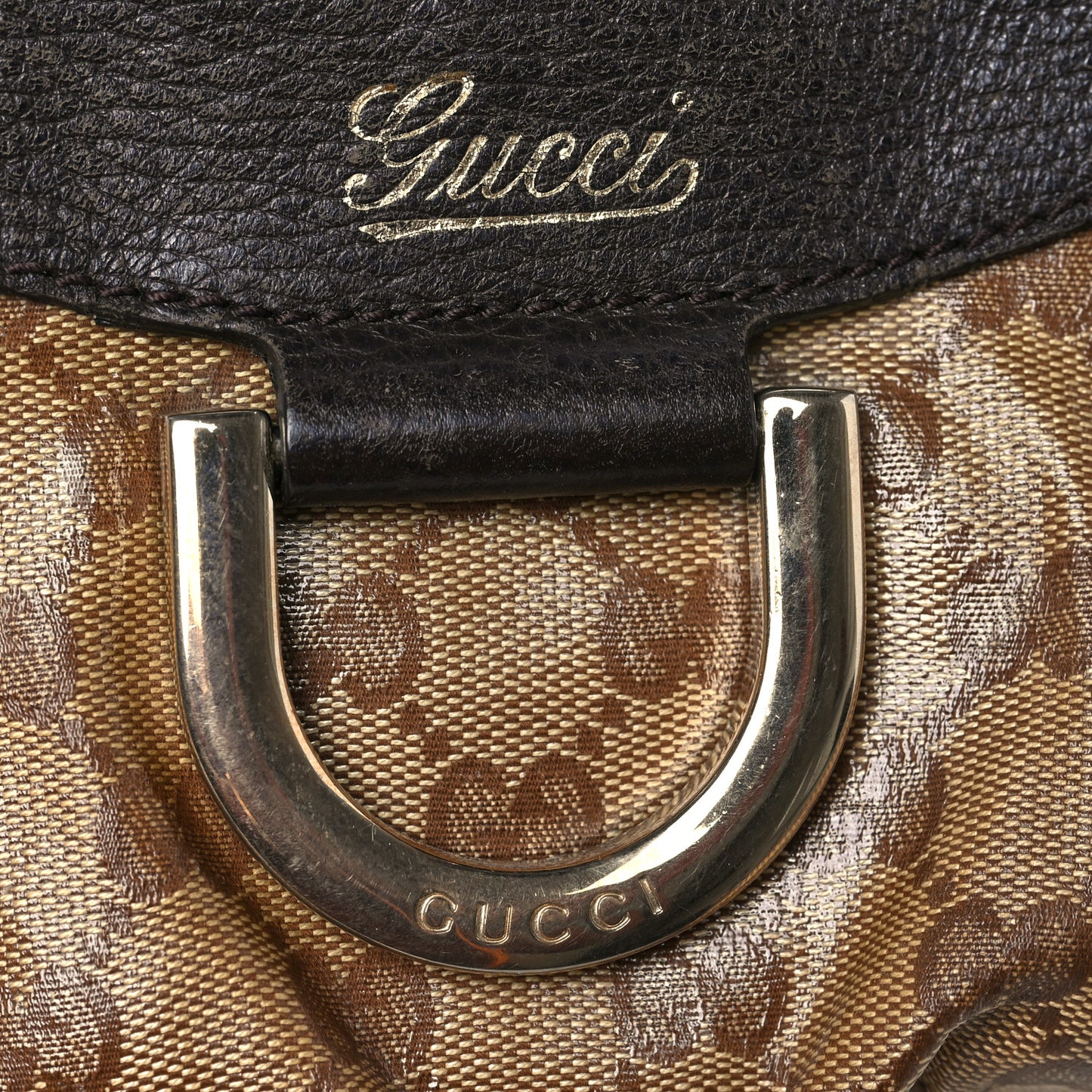 Crystal Monogram D Ring Gold Hobo Brown
