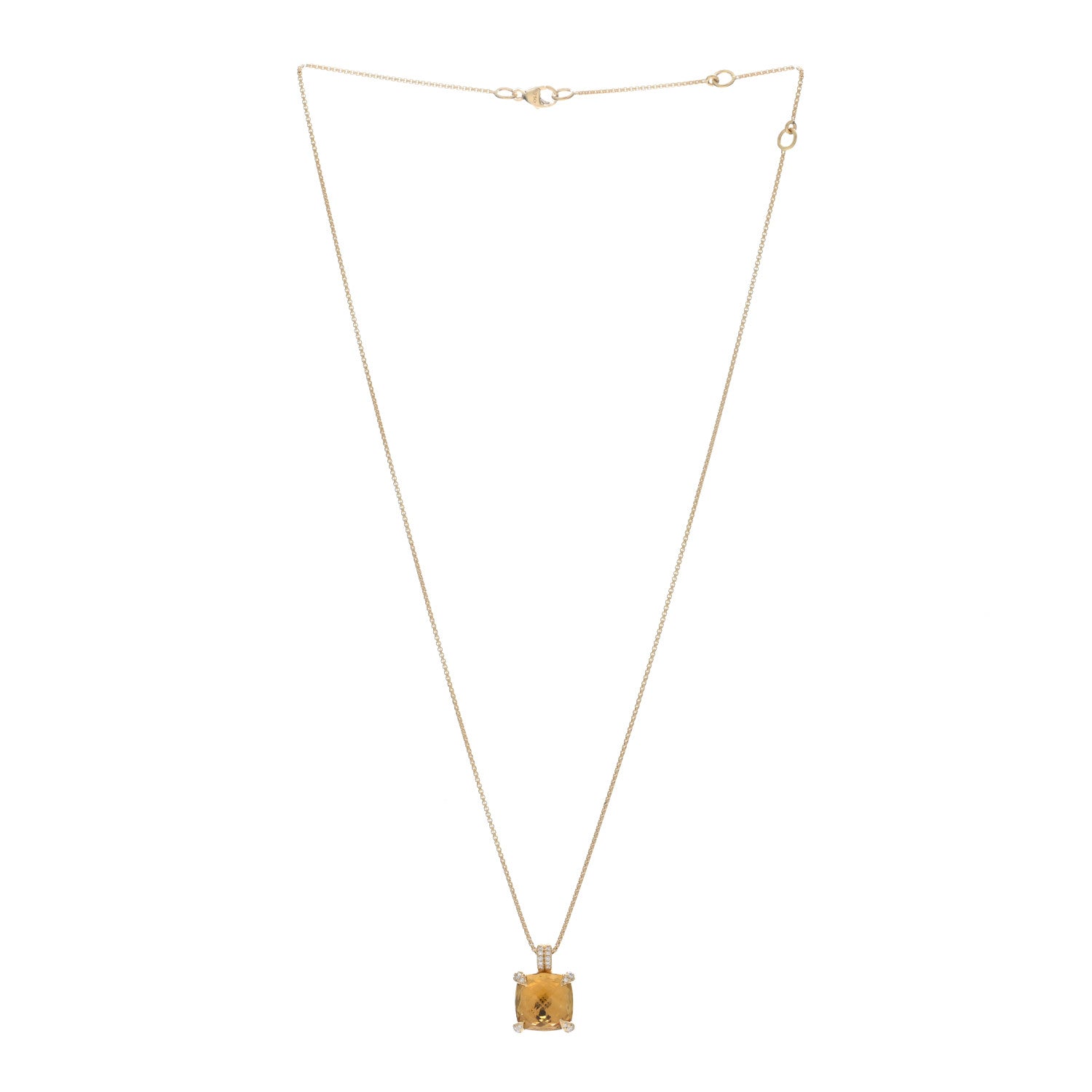 David Yurman 18K Yellow Gold Diamond Citrine 11mm Chatelaine Pendant Necklace 3 of 4