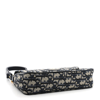 Christian Dior Oblique Jacquard Calfskin 30 Montaigne D-Vine Pouch With Chain Blue 4 of 11