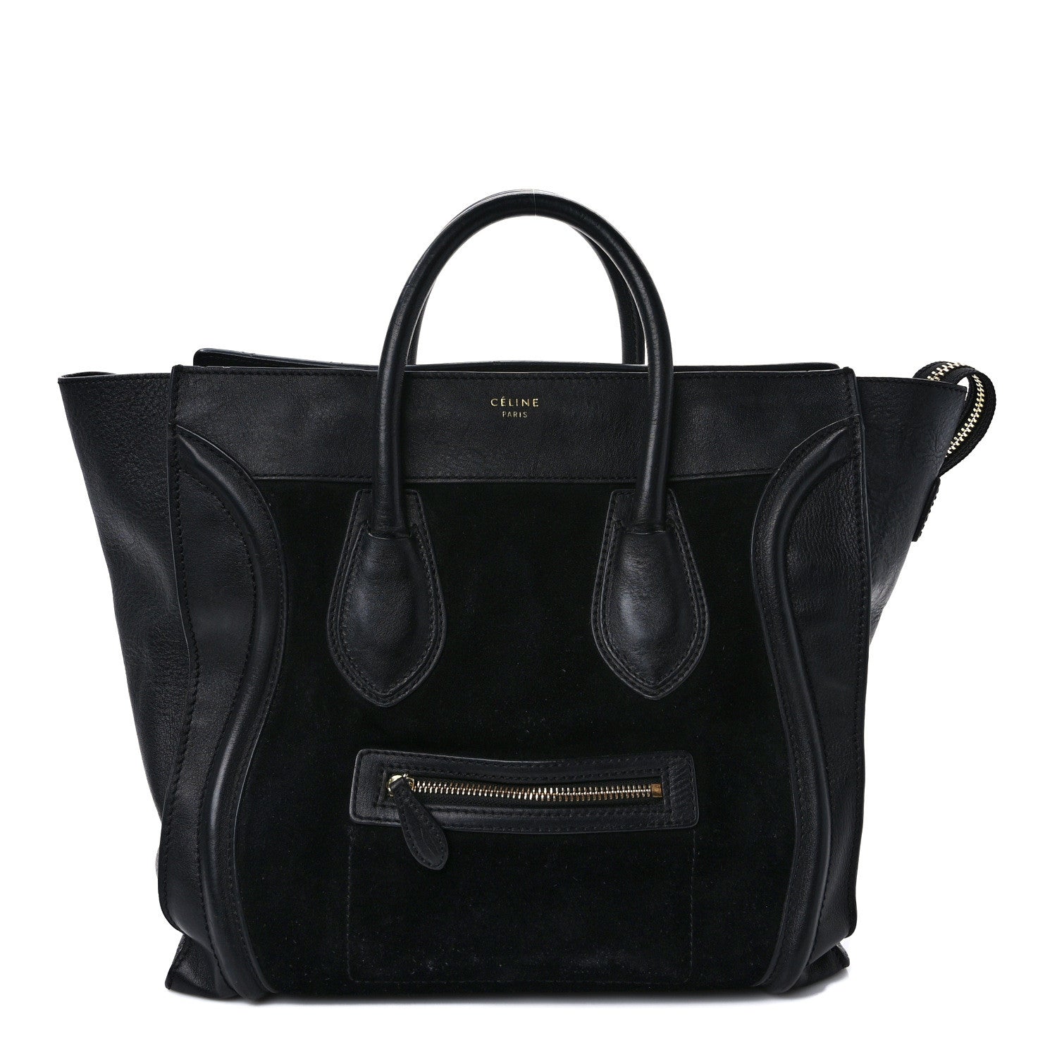 Celine Smooth Calfskin Suede Mini Luggage Black 1 of 10