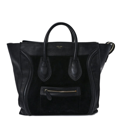 Celine Smooth Calfskin Suede Mini Luggage Black 1 of 10