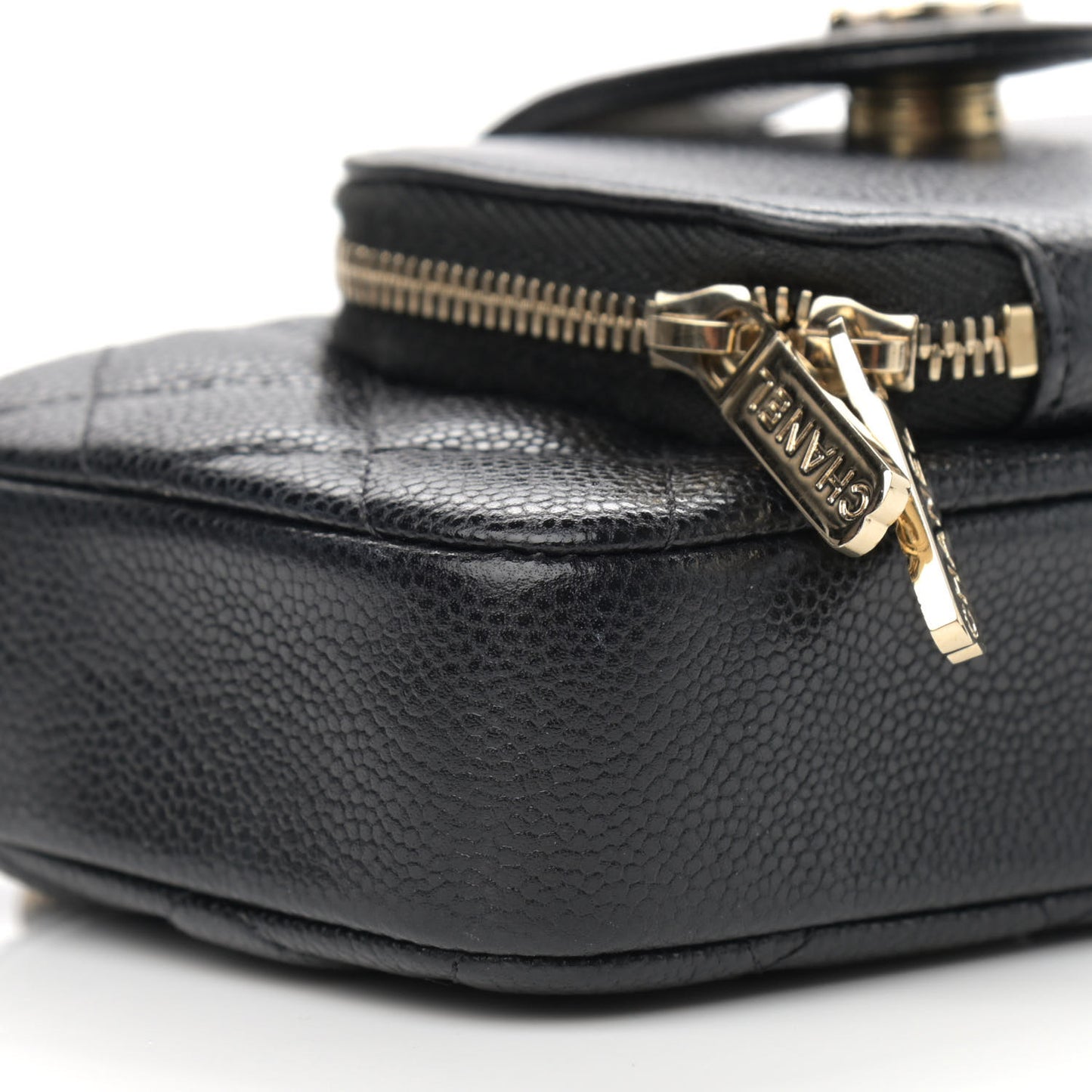 Caviar Quilted Business Affinity Phone Holder With Chain Black