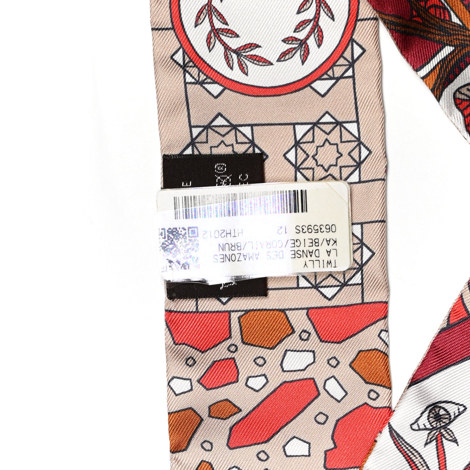 Hermes Silk La Danse Des Amazones Twilly Beige Corail Brun 4 of 4