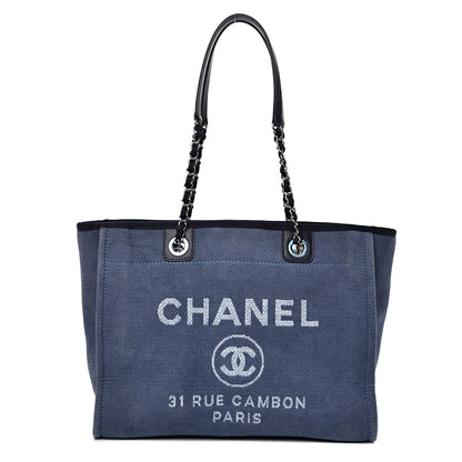 Chanel Canvas Small Deauville Tote Blue 1 of 10