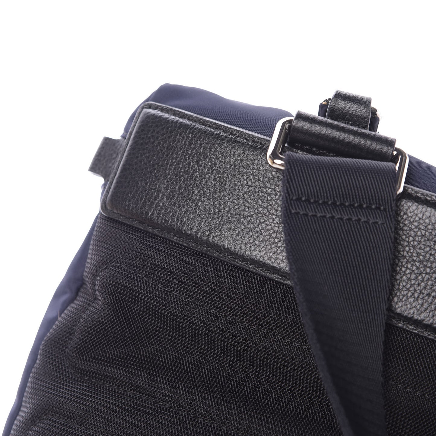 Nylon Pebbled Calfskin Backpack Navy