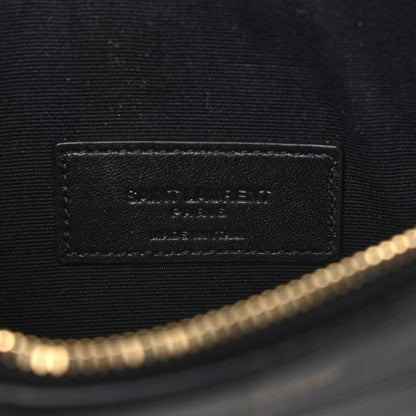 Saint Laurent Calfskin Crocodile Embossed Double Pouch On Chain Black 6 of 9