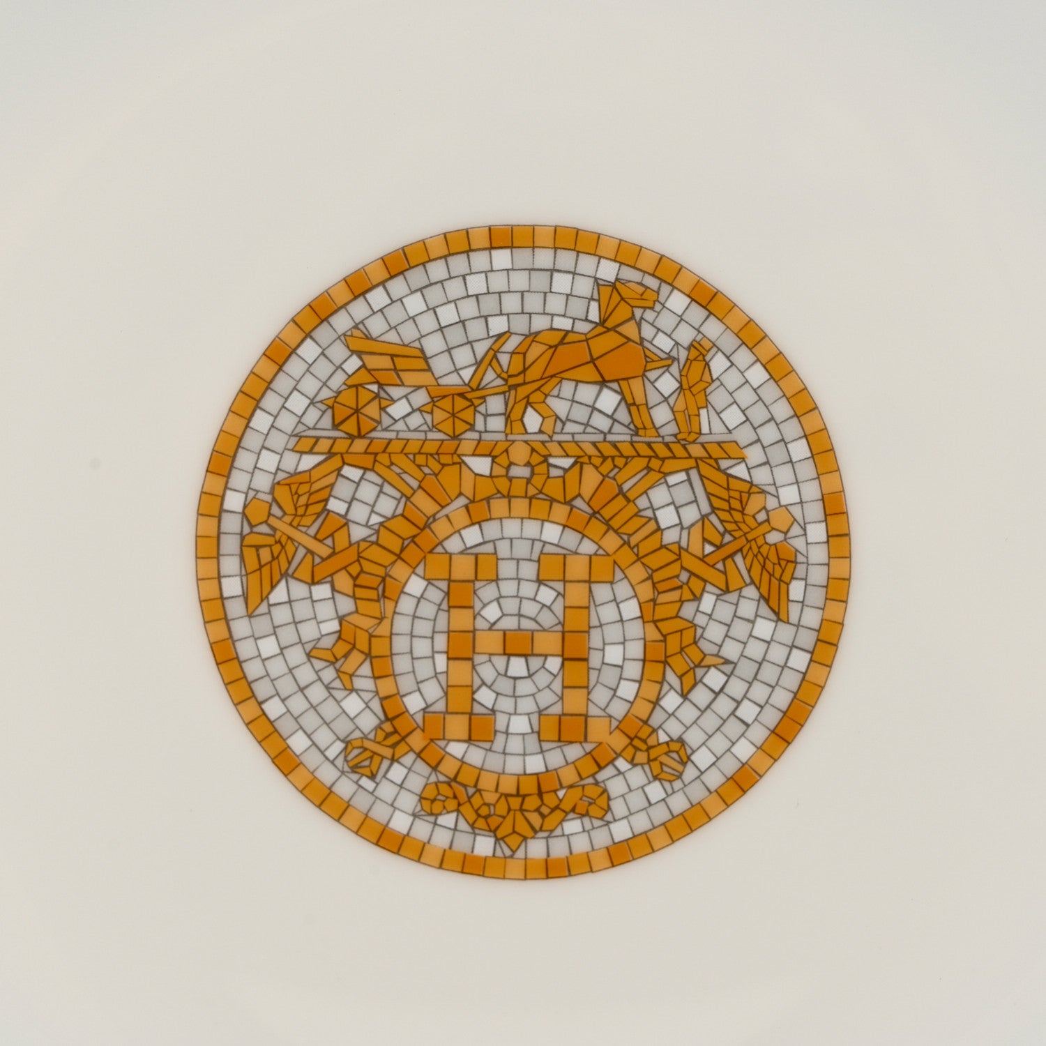 Hermes Porcelain Mosaique Au 24 Soup Bowl Gold 3 of 6