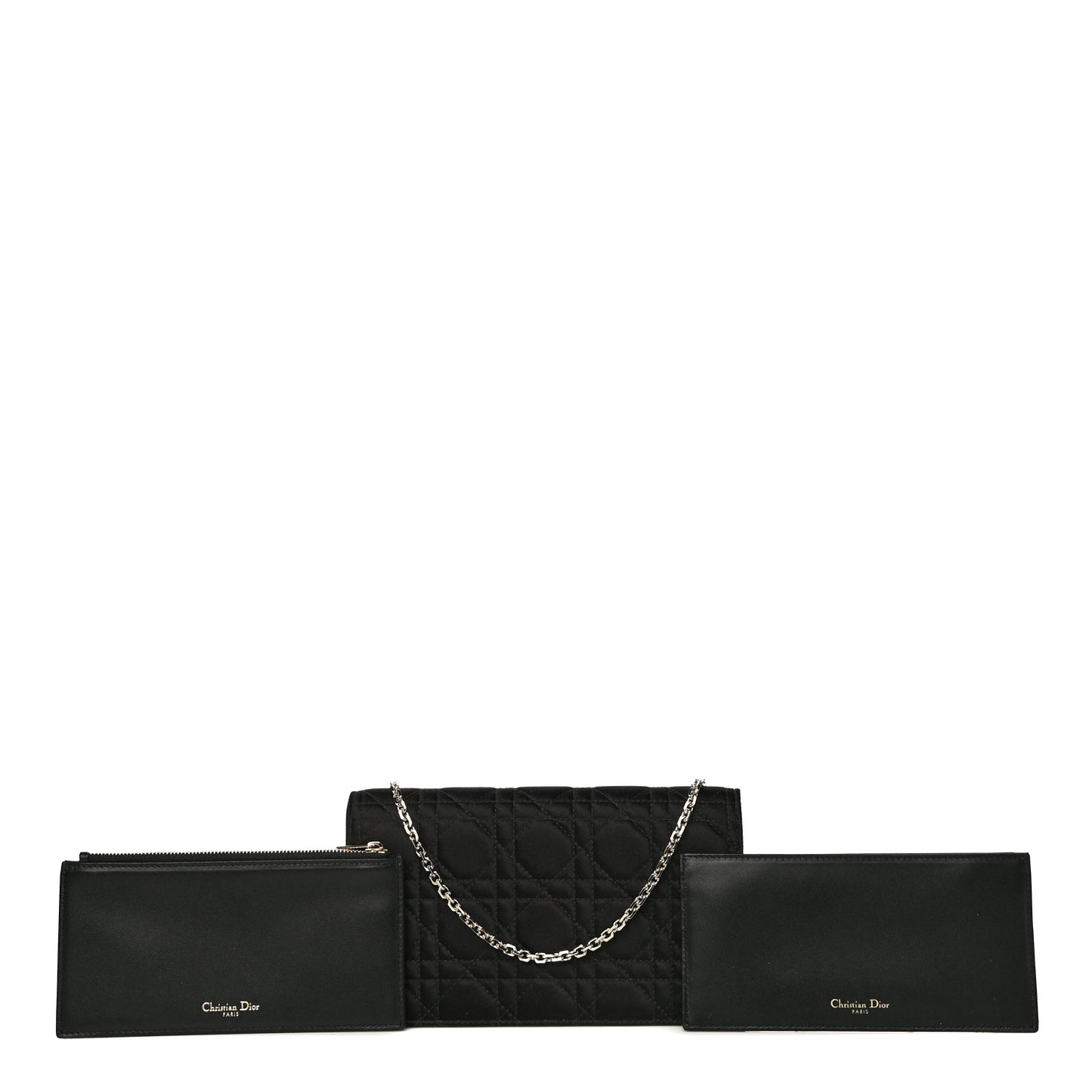 Satin Cannage Lady Dior Clutch Black