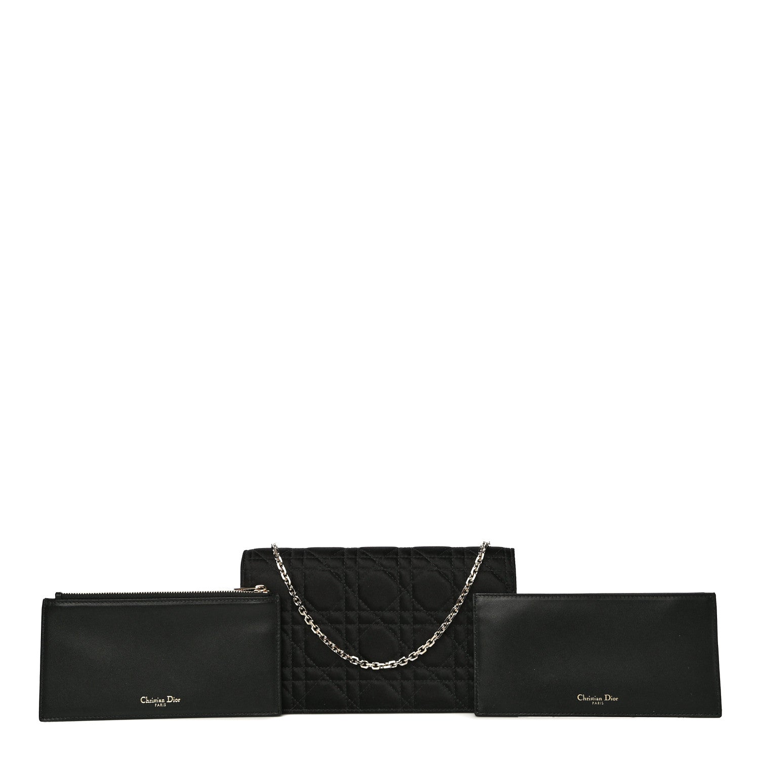 Christian Dior Satin Cannage Lady Dior Clutch Black 2 of 13