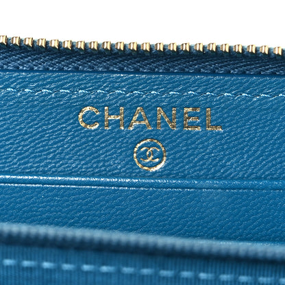 Chanel Shiny Goatskin Quilted Medium Chanel 19 Zipped Wallet Turquoise 6 of 9